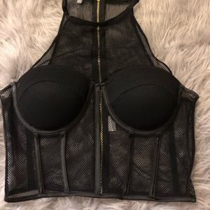 Mesh halter top cropped